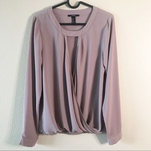 Forever 21 Mauve Cut Out Long Sleeve Blouse, M